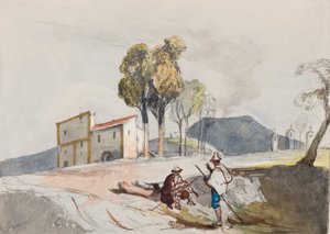 Herders met Vesuvius in de verte, met toevoegingen door een Borbone-leerling door Giacinto Gigante